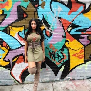 Guess olive shirt dress